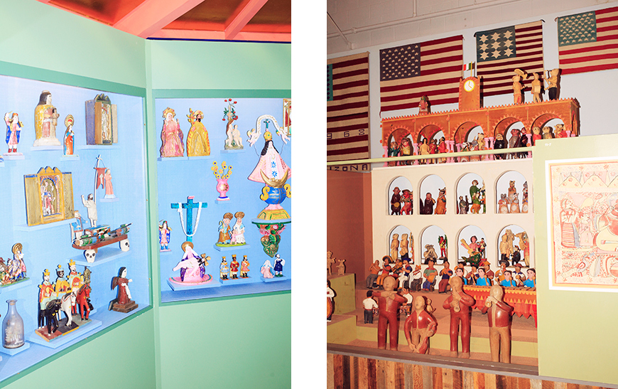 Religious and spiritual iconography and articfacts figure heavily in the display. A musical procession unites performers from various cultures.