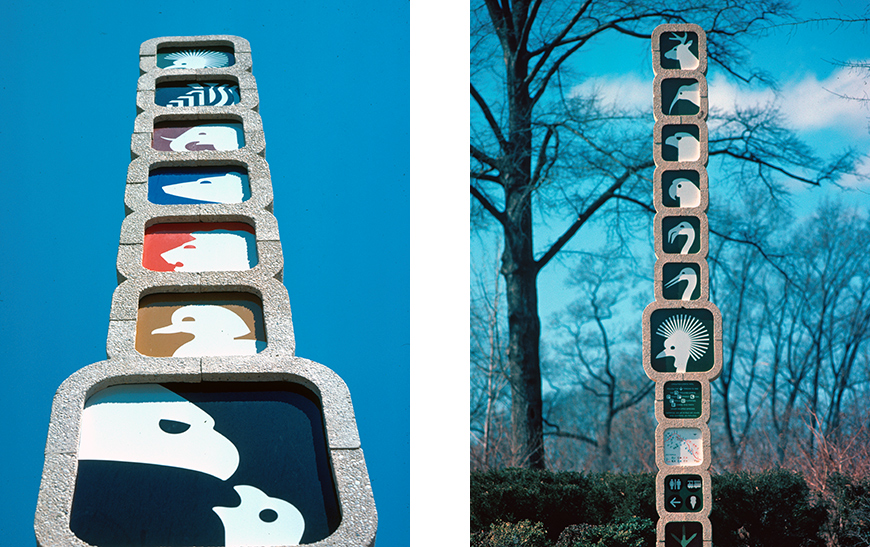 Wayfinding totems from the National Zoo in Washington DC.  