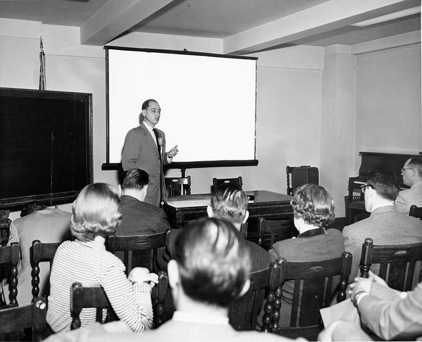 George Nelson at a sales conference in 1952