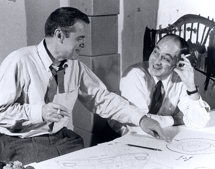 George Nelson and Charles Eames working on the on Moscow Exhibit